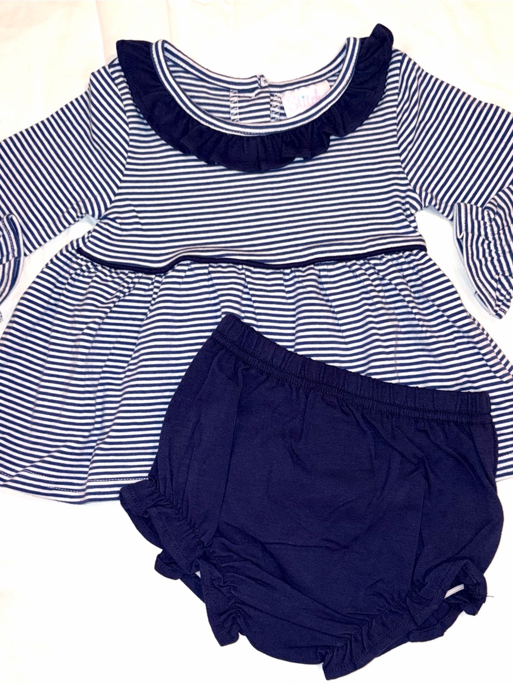 Stitchy Fish Berkeley long sleeve navy diaper set sz 12 months NWT